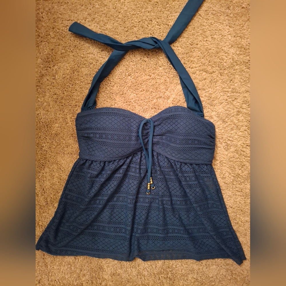 Blue Halter Neck Swim Top Tankini